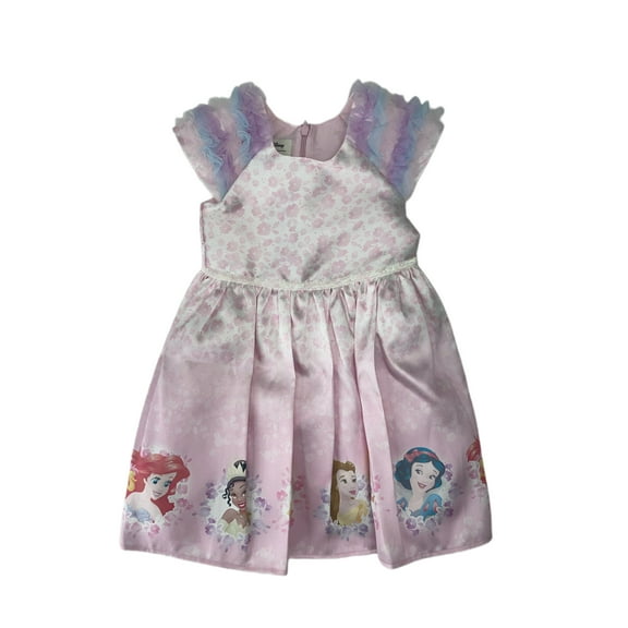 PIPPA & JULIE Disney Girl's Princesses Print Short Sleeve Dress, Pink, 3T