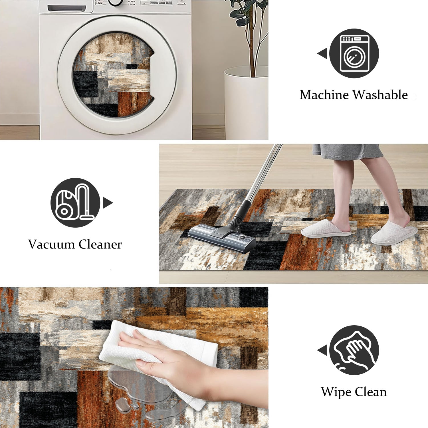 Three-Piece Kitchen Rug Set, Abstract Pattern Kitchen Hallway Rug, Soft And Comfortable, Suitable for Sinks, Floors, Entrances, Hallways, Bathrooms