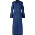thumbnail image 3 of Cárdigan Vestido vaquero con botones para mujer, elegante vestido camisero con bolsillos (azul marino 5XL) Ygjytge Azul marino T 26 para Mujer, 3 of 7