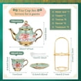 thumbnail image 2 of Wanchiy 20 Pack Porcelain Tea Set with Metal Holder,Flower Cup & Saucer for Party With Gold Flower Painting,European Teapot for Adults,Green, 2 of 7