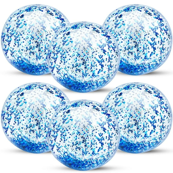 6 Pcs 23.6 Inch Jumbo Sequins Beach Ball Pool Toys Balls Glitters Inflatable Clear Beach Ball Swimming Pool Water Beach Toys Outdoor
