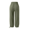 thumbnail image 7 of Baqcunre Trousers Pants for Women Mid Waist Pockets Elastic Waist Solid Loose Pants Casual Long Trousers Womens Fashion Women's Pants Womens Pants Womens Clothes Army Green L, 7 of 7