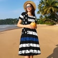 thumbnail image 4 of Balery Thin Blue Line Flag Vestidos sueltos de manga corta para mujer, vestidos de verano 2025, vestidos casuales de corte A con vuelo., 4 of 6