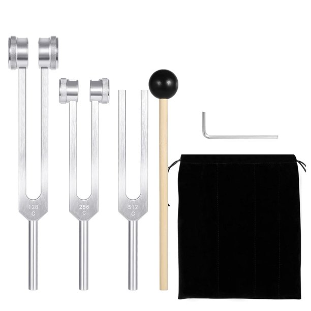 (128Hz, 256Hz, 512Hz)Tuning Fork Set, Tuning Forks with Reflex Hammer