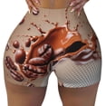 thumbnail image 2 of Balery Coffee Beans Chocolate Splash Pantalones cortos de entrenamiento estampados para mujer, sin costuras, ajustados, para gimnasio, yoga, correr, deportes, ejercicio activo, fitness.-Large, 2 of 8