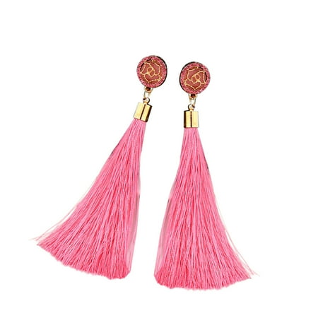 

Sunjoy Tech Women Fashion Bohemian Earrings Jewelry Long Tassel Fringe Boho Hoop Drop Dangle Super Long Funky Chandelier Dangle