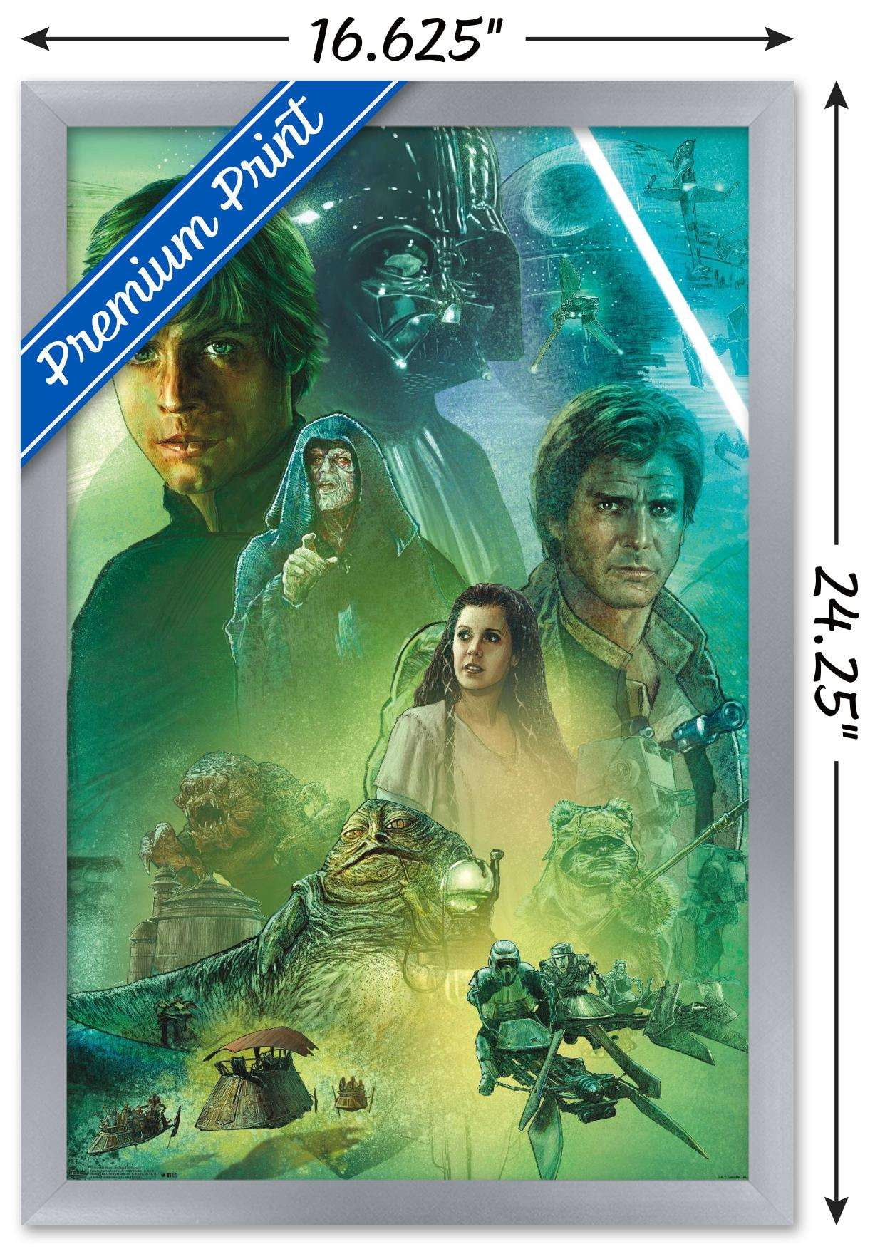 Star Wars: The Return Of The Jedi - Celebration Mural Wall Poster, 14.725" x 22.375", Framed