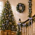 thumbnail image 5 of Christmas Tree Bows 12Pcs Christmas Ribbon Bow Ornaments for Tree Wreath Garland Gift Wrapping Holiday Decorations,5.9X3.14In Purple, 5 of 6