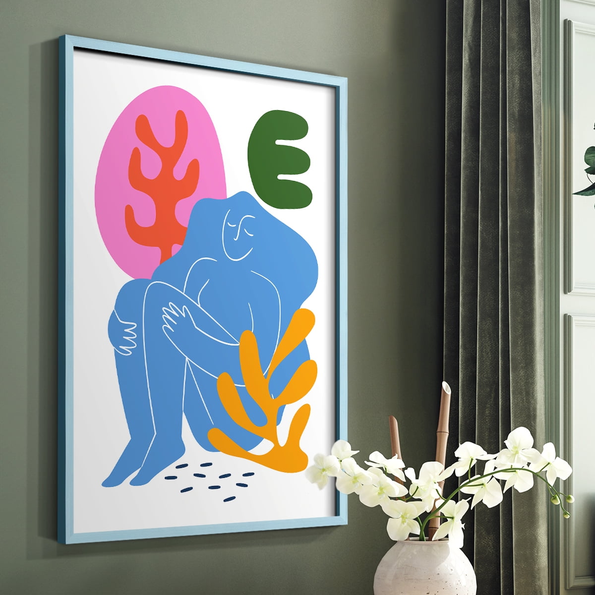 Matisse CDXLI in Blue Solid Wood Framed Print No Nail Hanging