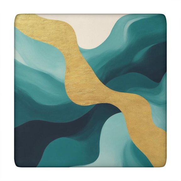 Teal Gold Marble Pattern Square Fitted Tablecloth with Elastic Edge,Square Table Cover,Washable Elastic Table Cover for Home Kitchen Party Decor 34"x34"