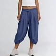 thumbnail image 5 of Loose Capri Pants for Women Elastic Waist Lightweight Casual Shorts Summer Outdoor Cropped Pants, 5 of 7