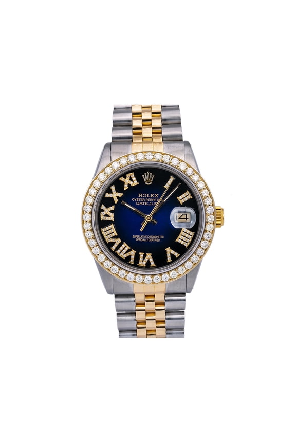 Pre-Owned PreOwned Rolex Datejust 16014 Blue Diamond Dial With 1.35 CT Diamonds