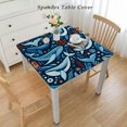 Dvbnli Square Fitted Tablecloth, Ocean Turtle Tropical Fish Washable