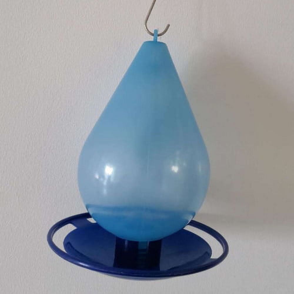 Cheers.US Glass Wild Bird Waterer, Wild Bird Feeder for Outdoors, Teardrop-Shaped Water Cooler for Garden Tree Yard Outside Decoration, Gray-Blue