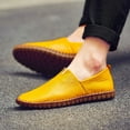 thumbnail image 5 of Mens Non-slip Loafers Leather Fashion Casual Shoes Outdoor Comfortable Walking Shoes Lightweight Oxfords Yellow 6.5 US, 5 of 7