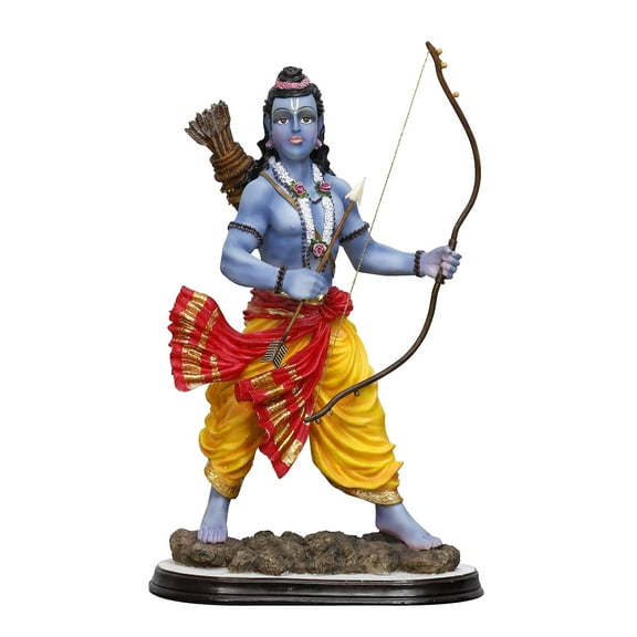 Sri Krishna Culture Hand Crafted Big Ram Ji Murti God Idol with Bow & Arrow(17")-Resin-Multicolour
