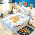 thumbnail image 4 of Meiyoeat Summer Ice Cream Baseball Twin Sheet Sets for Kids Kids, Kawaii Dessert K Letter Alphabet Bedding, Blue, 3-Piece, 4 of 5