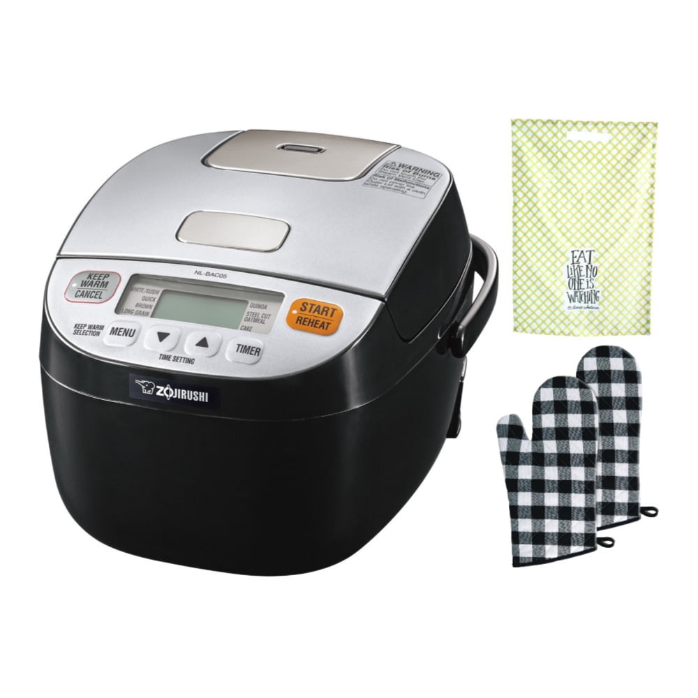 Zojirushi NL-BAC05 Micom Rice Cooker (3-Cup) with Oven Mitt and Dishtowel -  Walmart.com