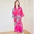 thumbnail image 1 of Camisón tipo cárdigan largo de verano para mujer, de seda helada, con estampado de pavo real, tipo kimono, de seda morera fina y mediana, 1 of 5
