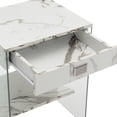 thumbnail image 5 of Convenience Concepts SoHo 1 Drawer End Table with Shelf, White Faux Marble, 5 of 7