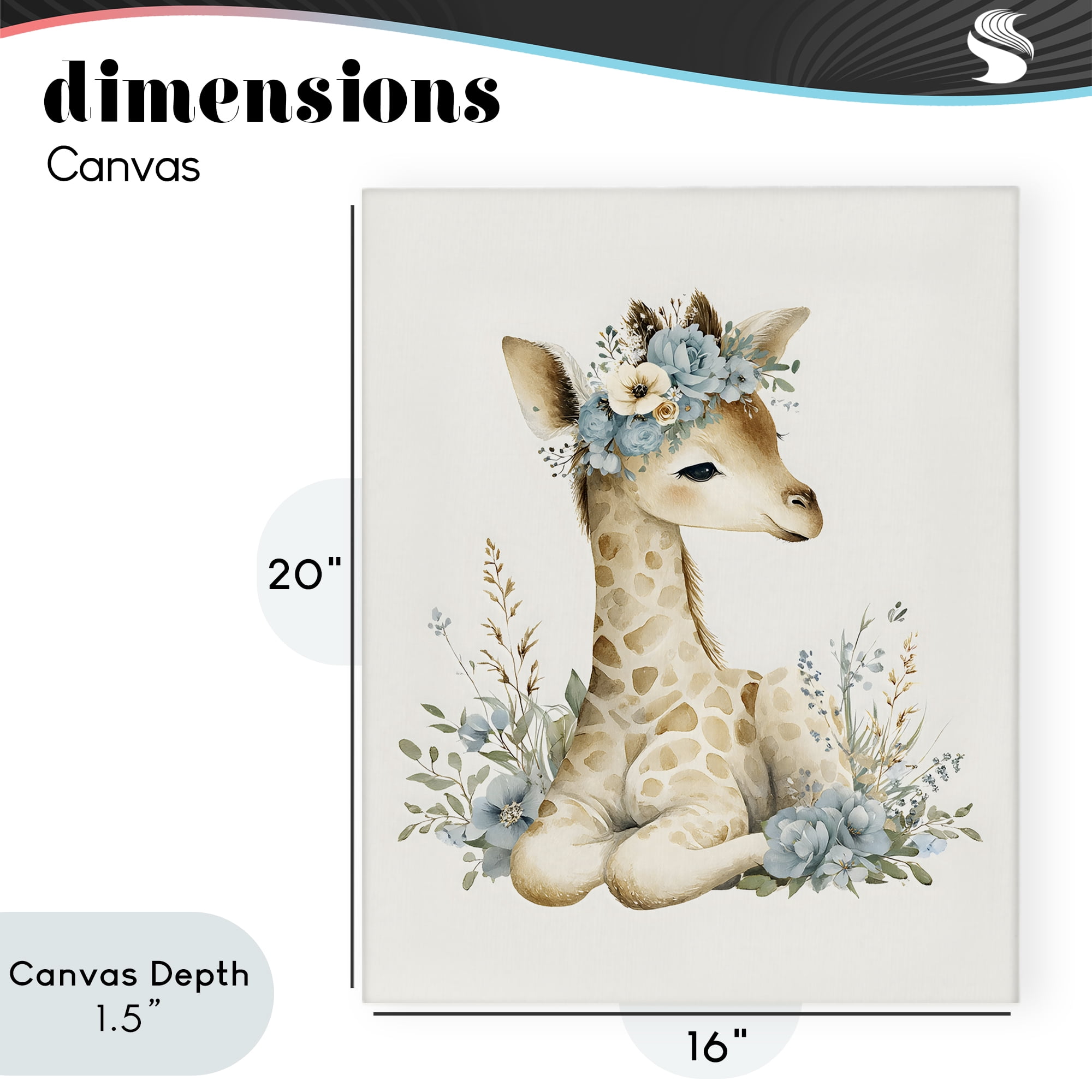 Stupell Industries Watercolor Nursery Giraffe Canvas Wall Art, design by LSR Design Studio