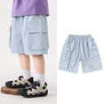 thumbnail image 2 of SJLDQY Boys Fashion Cargo Shorts Summer Lightweight Baggy Pants Solid Color Casual Loose Shorts for Boys, 2 of 4