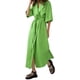 thumbnail image 2 of Txlixc, Kimono de manga corta para mujer, vestido camisero con cuello vuelto, vestido Midi con cinturón informal de trabajo de Color sólido para oficina y ocio Txlixc Moda, 2 of 7