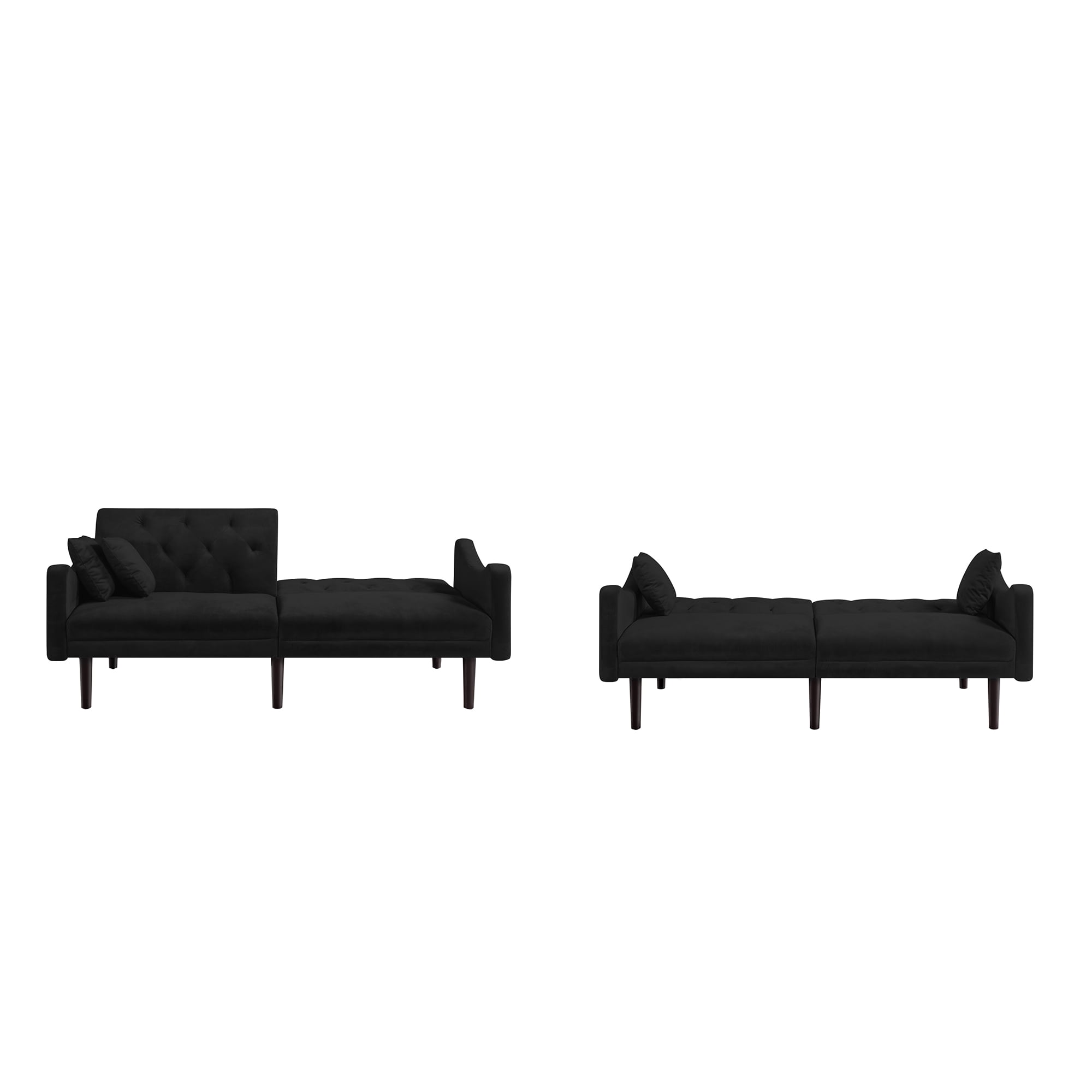 Kepooman Modern Velvet Convertible Sofa Bed for Living Room Bedroom, Button Tufted Curved Arms Futon Couch for Compact Living Space, Adjustable Lounge Sofa Bed Sleeper for Home Apartment, Black Kepooman Modern Velvet Convertible Sofa Bed for Living Room Bedroom, Button Tufted Curved Arms Futon Couch for Compact Living Space, Adjustable Lounge Sofa Bed Sleeper for Home Apartment, Black