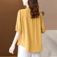 thumbnail image 3 of V Cuello Blusas para las Mujeres, de Moda Retro Bordado Cuello Redondo Cinco Cuartos de Manga para el Uso Casual, 3 of 5