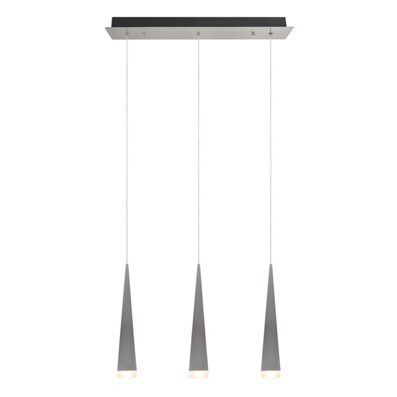 Aspen Creative 61068-1 Adjustable LED Three-Light Hanging Pendant Ceiling Light, Contemporary Design in Brushed Nickel Finish, Metal Shade, 23" Wide