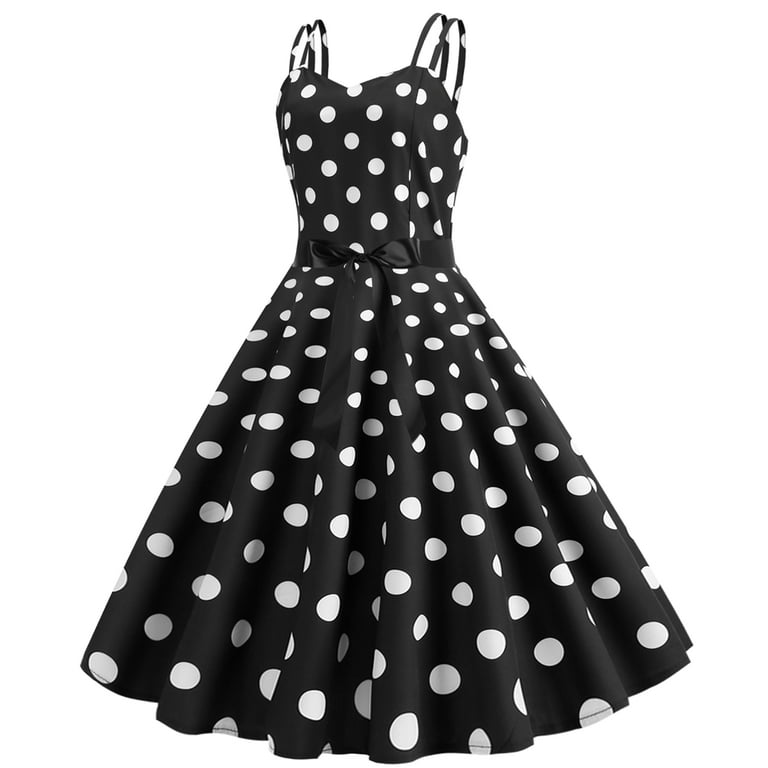 IBTOM CASTLE Women's Vintage Polka Dot Dress, 1950s Rockabilly