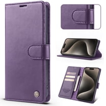 for iPhone 16 Wallet Case [RFID-Blocking] [Card Holder/Cash Slots] [Kickstand] [Magnetic Clasp], Advanced PU Leather Folio Flip Book Protective Shockproof Cover Women Men,Purple