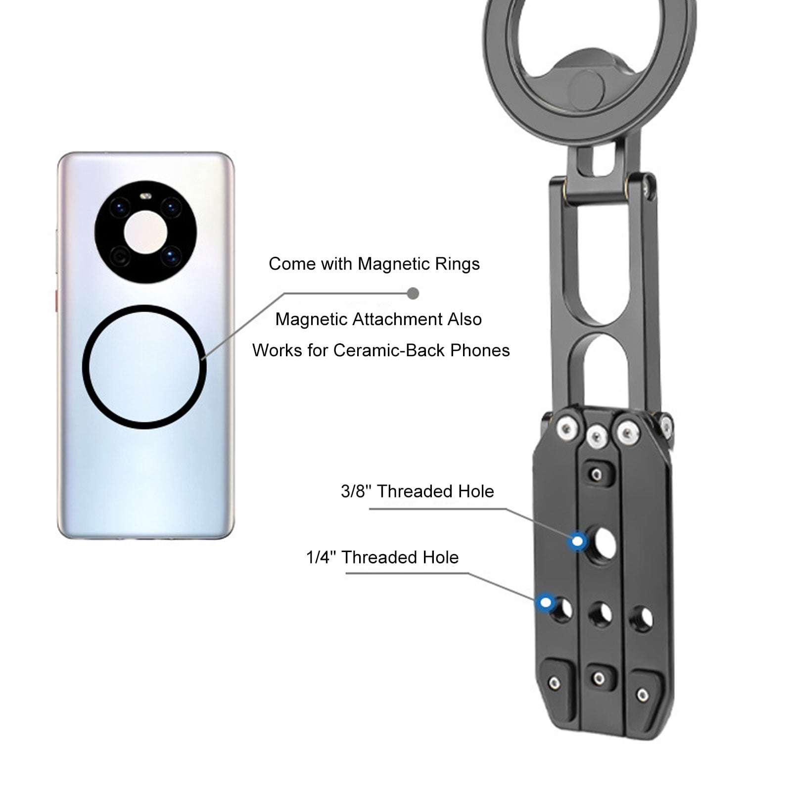 Foldable Phone Tripod Phone Magnetic Mini Tripod Stand Foldable Magnetic Phone Holder with Adjustable Angle