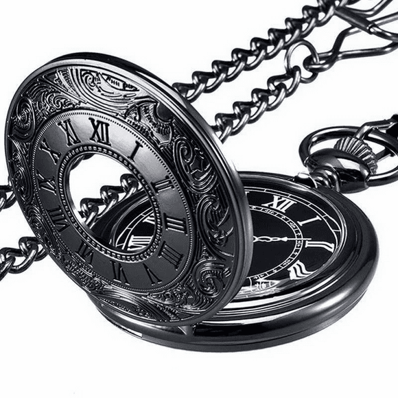 Vintage Pocket Watch Roman Numerals Scale Quartz Pocket Watches with Chain Christmas Graduation Birthday Gifts Fathers Day