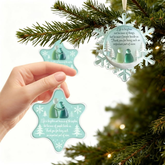Decoración acrílica colgante de copos de nieve de la amistad – Multicolor, 3,15 pulgadas, recuerdo cálido para las fiestas • Adorno duradero para Navidad, Festival de Primavera, Celebración, Regalo