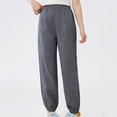 thumbnail image 3 of Bixock Toddler Boys and Girls Sweatpants Cotton Elastic Waist Jogger Pants Kids Elastic Waist Solid Color Side Pocket Slim Stretch Fall Campus Sport Daily Wear Size 12-13Years, 3 of 6