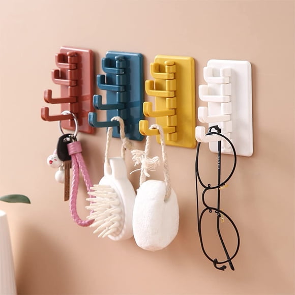 Waterproof Self-Adhesive Hooks for Bathroom & Kitchen, 4-Pack, ABS Plastic, Nail-Free, Strong Hold
