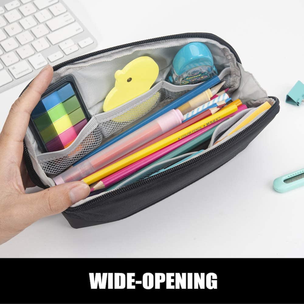 Sooez Wide-Opening Pencil Pen Case Lightweight & Spacious Pencil Cases Bag Pouch Box Organizer Aesthetic Supply with Triangular Design for Adults