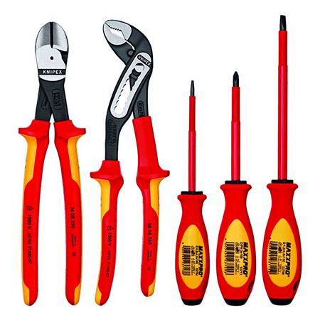 Insulated Electrical Tools KNIPEX Tools 9K 98 98 20 US, 1000V Insulated Automotive Pliers and Screwdriver Tool Set, 5-Piece ()