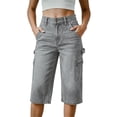 thumbnail image 2 of Fmbrln Womens Summer Cargo Capri Jeans High Waisted Button Cropped Denim Pants with Pockets, 2 of 6