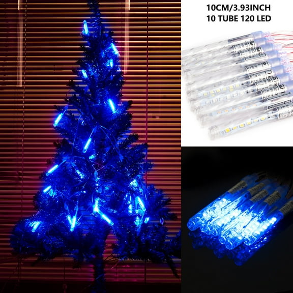LUXMO Meteor Shower Rain Lights, 10 Tubes 120 LED Falling Rain Drop light Outdoor Waterproof Snow Falling Icicle Lights Cascading for Wedding Party Holiday Garden Tree Thanksgiving Decoration