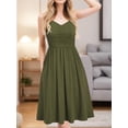 thumbnail image 3 of SANOPY Casual Dresses for Women Sleeveless Cotton Summer Beach Dress A Line Spaghetti Strap Sundresses with Pockets Military Green M, 3 of 6