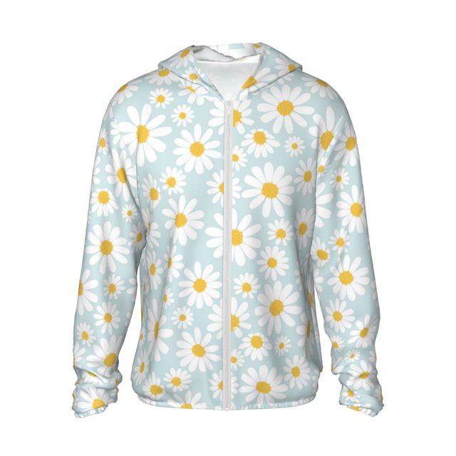 Fotbe Daisies Flowers Chaqueta con Protección Solar UPF 50+ para Hombre y Mujer, Camisa con Capucha y Bolsillos-Medium
