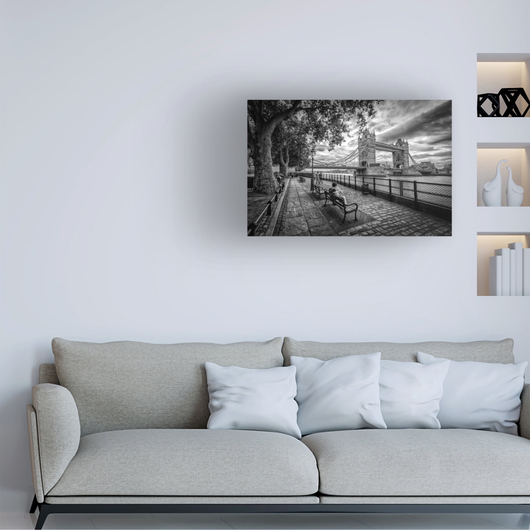 Canvas Wall Art - Ido Meirovich 'Tower Bridge View' Wall Art for Living Room, Bedroom, or Office D?cor by Trademark Fine Art - 19 x 12 Inches