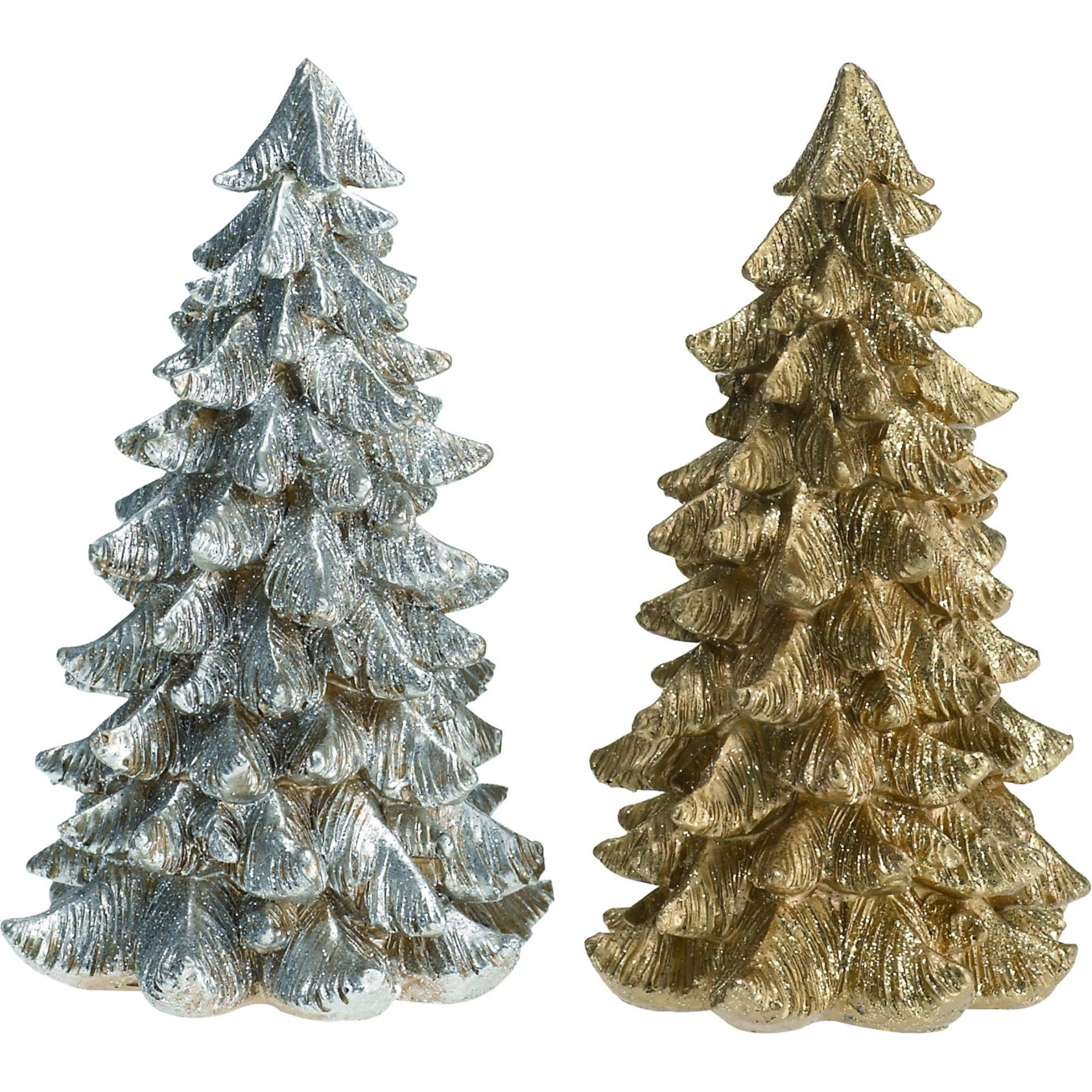 Set of 3 Silver Glittered Christmas Trees 6.25 inches to 9.5 inches Tall