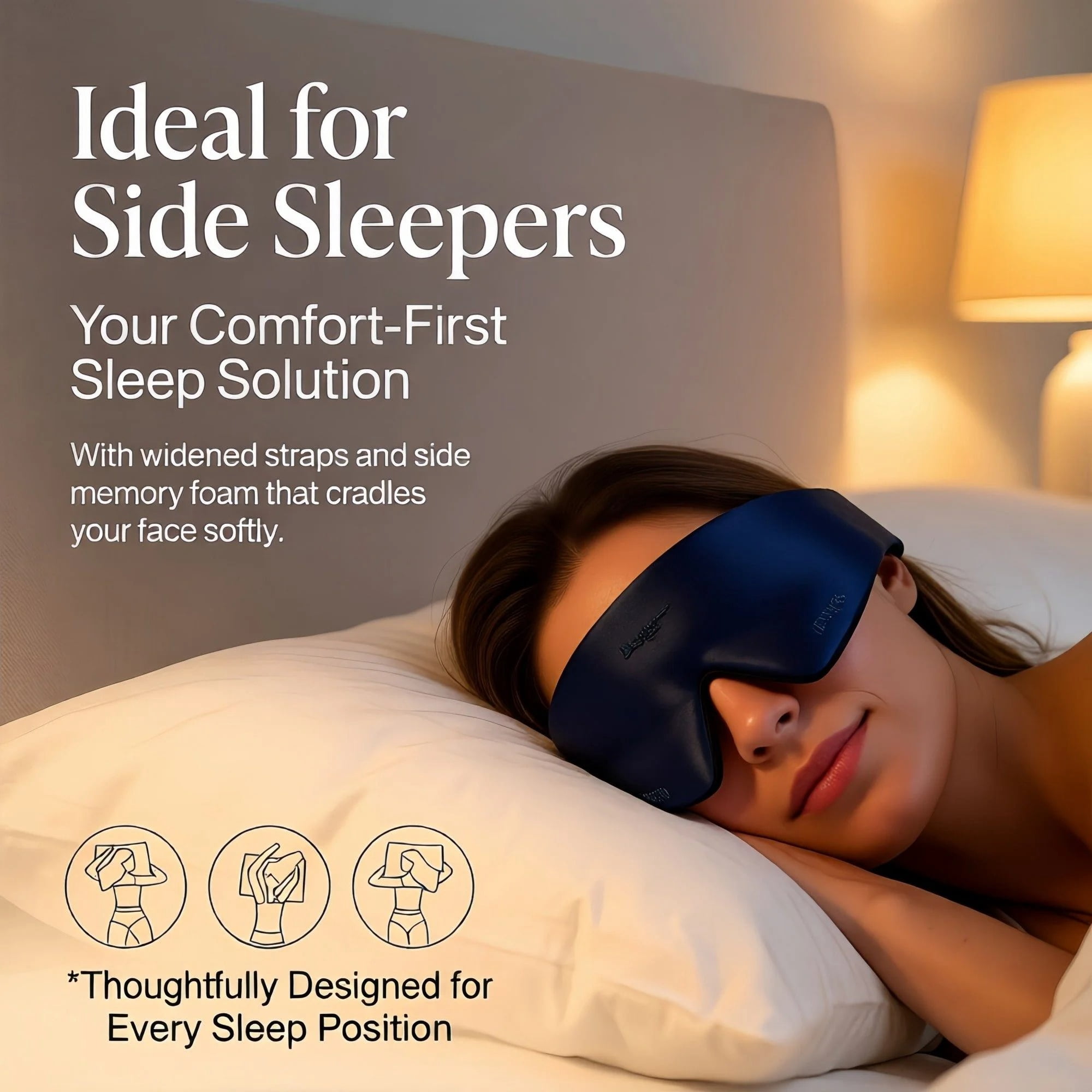 FACEMOON Organic Bamboo Cotton Bluetooth Sleep Mask 100% Blackout 3D Design Zero Eye Pressure 13H Playtime