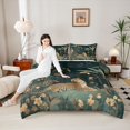 thumbnail image 4 of Feelyou Jungle Leopard Animal Queen Comforter Set, Wildlife Cheetah Lover Bedding Sets, Rustic Leaf Flower Reversible Bedding Comforter Set, Super Cozy Room Decor, 3 Pieces, 4 of 8