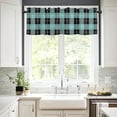 thumbnail image 3 of 3 Piece Kitchen Curtains Tiers and Valances Set, Black Aqua Blue Lattice Gingham Checkered Rod Pocket Short Window Treatment Tiers Curtains Panel and Valance for Cafe Bathroom, 3 of 5