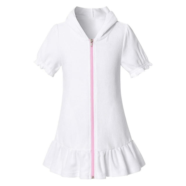 Kcodviy Tenues de Fête à Capuche Zippées pour Filles, Paréos, Couverture de Plage, Robe de Mariage, Robe Vintage en Coton, Robe de Plage à Manches Courtes