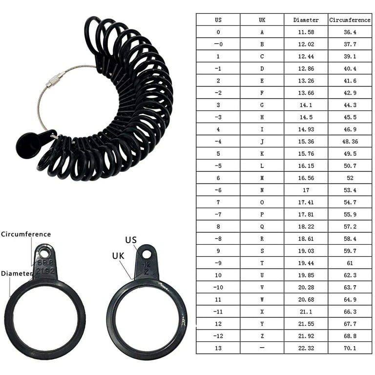 NIUPIKA Ring Sizer Measuring Set Finger Size Gauge Measure Tool Ring Sizing  Tools Rings Size 1-13 with Half Size